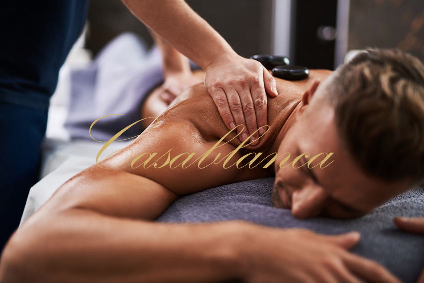 Casablanca hot stone massages Dusseldorf, erotic sensual, the hot stone massage for men, massages in Dusseldorf, on demand with a happy ending.
